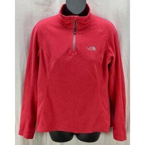 The North Face Top Medium Red Fleece Turtleneck Long Sleeves Zipper Women 2563